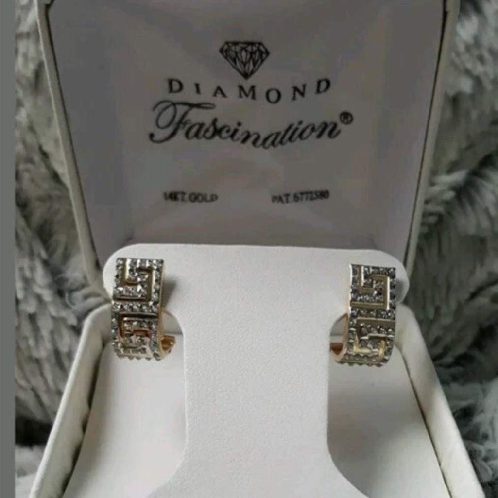 Brand New Diamond Fascination 14k Yellow Gold Diamond Accent Earrings